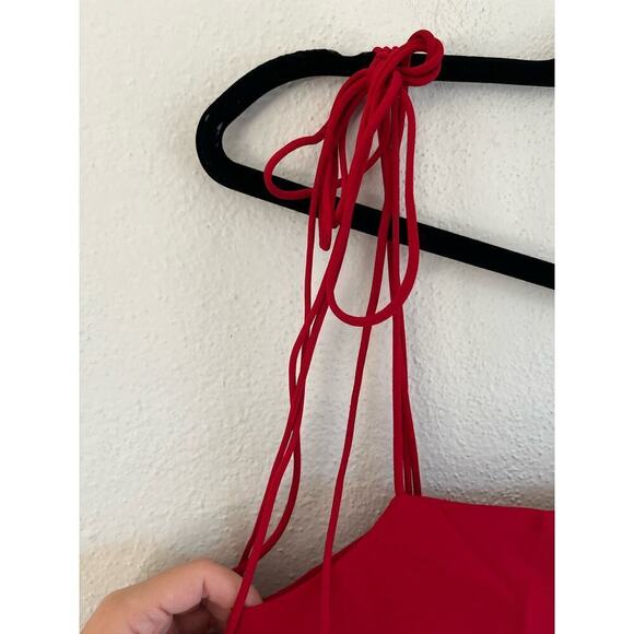 Grey Lab Red Spaghetti Strap Jumpsuit With Side Ties & Back Zipper Small - Picture 6 of 9